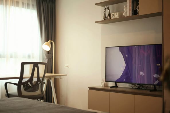 living room and bedroom of IDEO Rama9 – Asoke