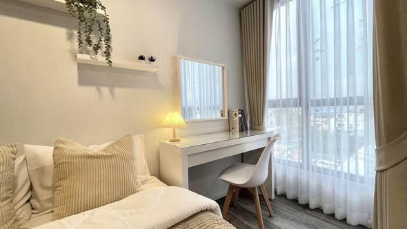 bedroom of Atmoz รัชดา-ห้วยขวาง คอนโด