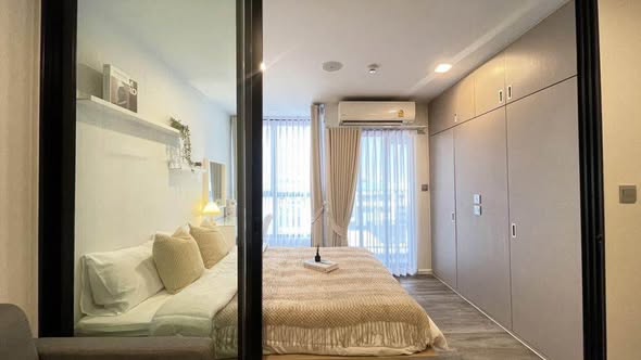 bedroom and room interior of Atmoz รัชดา-ห้วยขวาง คอนโด