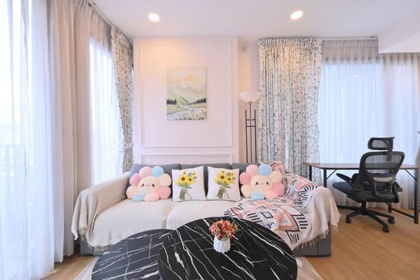 living room and bedroom of CEIL By Sansiri