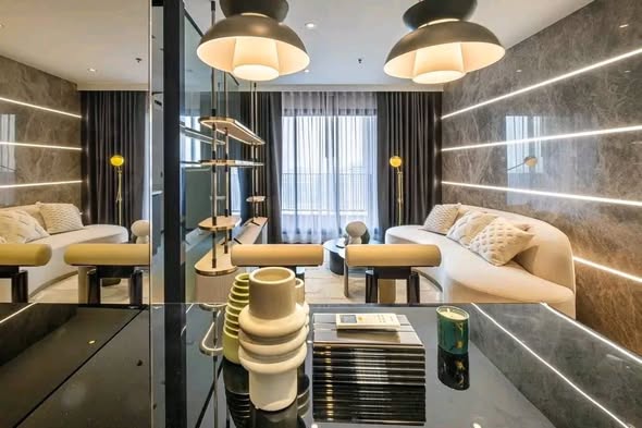 living room and bedroom of Life Ladprao Valley