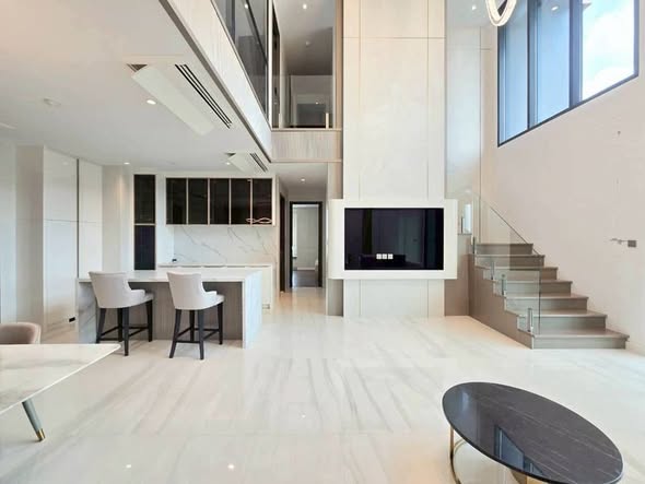 living room and kitchen of Supalai Icon Sathon