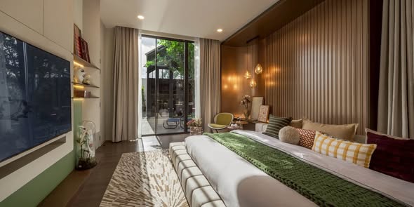 bedroom and living room of VIVE กรุงเทพกรีฑาตัดใหม่ | วีเว่ กรุงเทพกรีฑาตัดใหม่ by LH