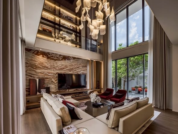 living room of VIVE กรุงเทพกรีฑาตัดใหม่ | วีเว่ กรุงเทพกรีฑาตัดใหม่ by LH