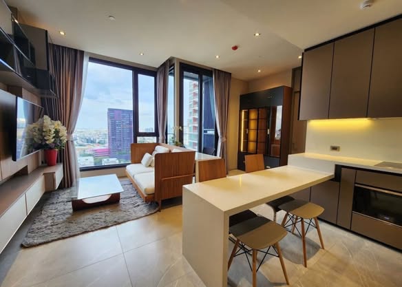 living room and kitchen of HYDE Heritage Thonglor, Sukhumvit 59 main road