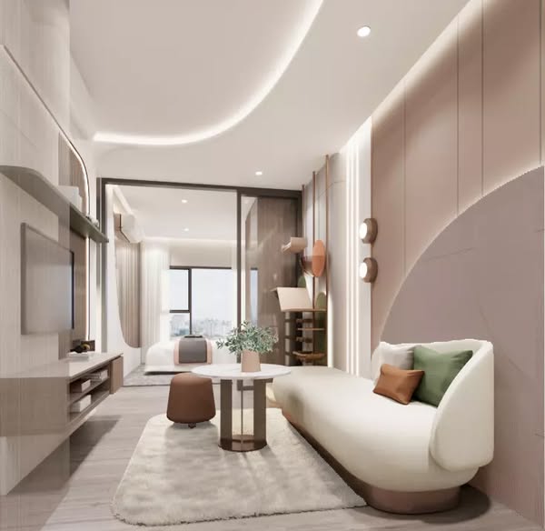 living room and bedroom of Origin Place Ramkhamhaeng 153