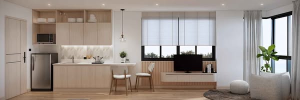 living room and kitchen of The Celina Condo