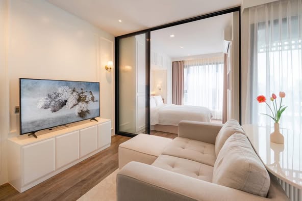 living room and bedroom and room interior of Life Ladprao Valley