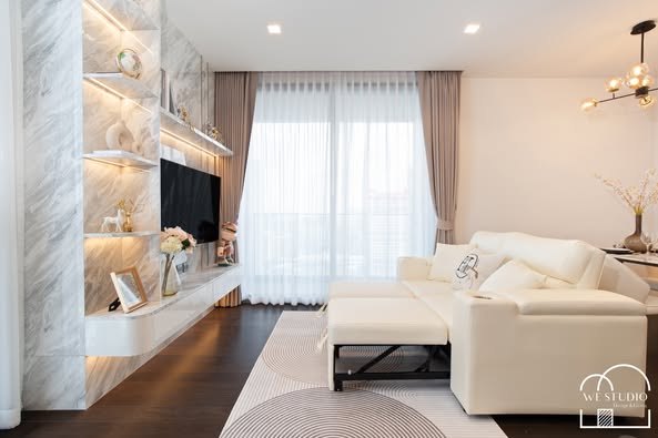 living room and bedroom of THE LINE Ratchathewi