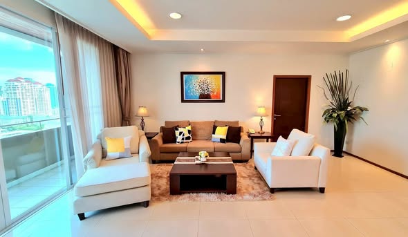 bedroom and living room of Piyathip Place Serviced Apartment