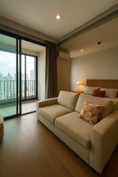 bedroom and living room of Ideo Q Ratchathewi