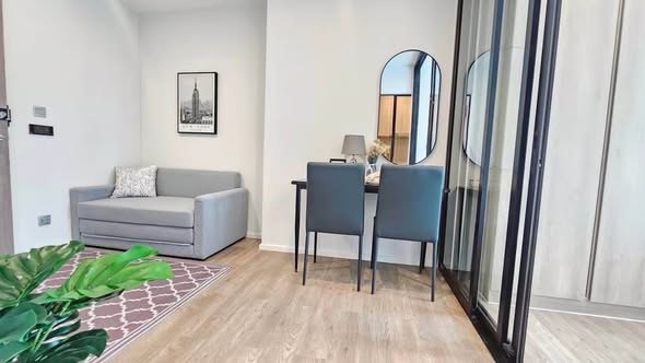 living room and room interior of Modiz Sukhumvit 50 โมดิซ สุขุมวิท 50