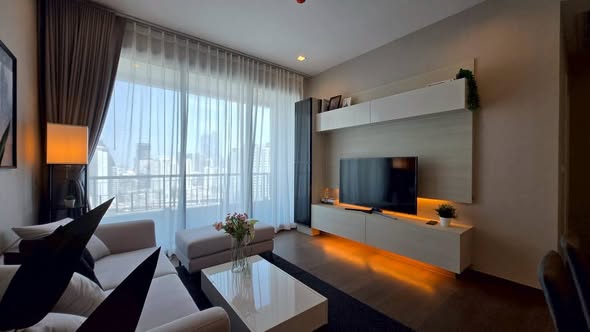bedroom and living room of Q Asoke