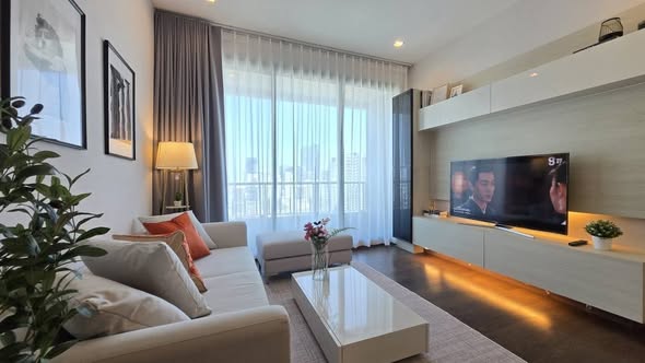 bedroom and living room of Q Asoke