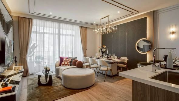 bedroom and living room and bathroom of RHYTHM Ekkamai