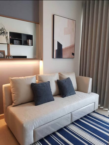 living room and bedroom of The Niche Pride Thong Lo-Phetchaburi