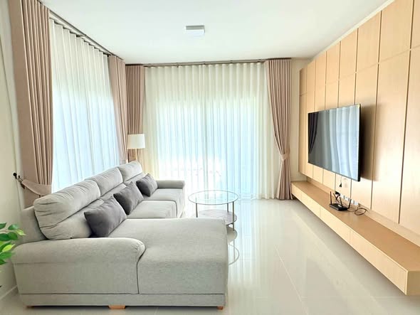 living room and bedroom of Villaggio 3 Srinakarin-Bangna