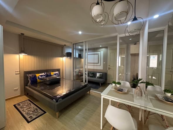 living room and bedroom and room interior of Happy Condo Rachada 18