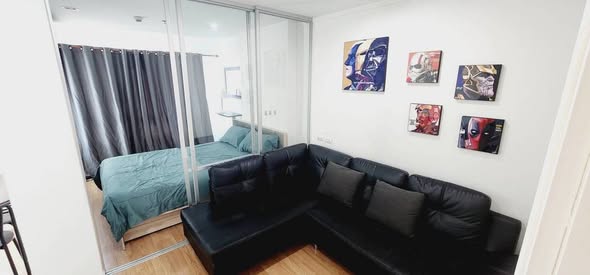 living room and bedroom of Lumpini Ville Naklua – Wong Amat BuildingC