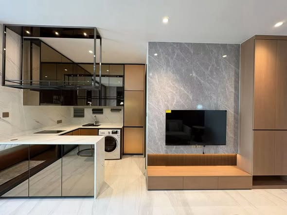 living room and room interior and kitchen of Supalai Icon Sathon