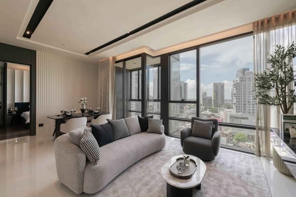 living room and bedroom of The Bangkok Thonglor