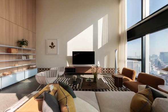 living room of The Lofts Silom by Raimon Land