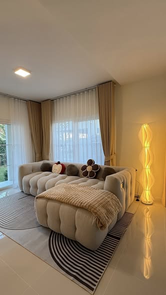 living room and bedroom of Villaggio 3 Srinakarin-Bangna