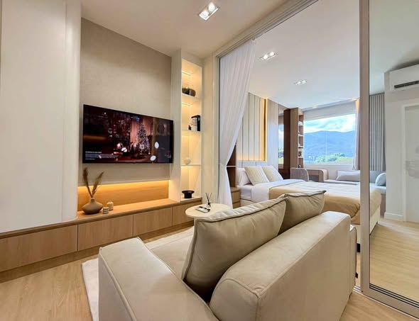 living room and bedroom of ศรีธนาคอนโดมิเนียม 1