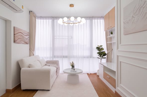living room and bedroom of ดิ ไอริส (พระราม9 – ศรีนครินทร์)