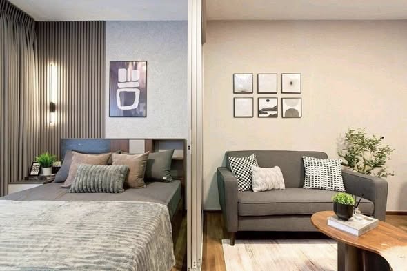 bedroom and living room of A Space ME Sukhumvit 77