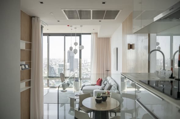 living room and bathroom of Ashton Silom