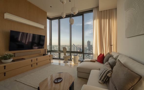 living room and bedroom of Ashton Silom