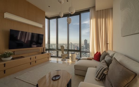 living room and bedroom of Ashton Silom