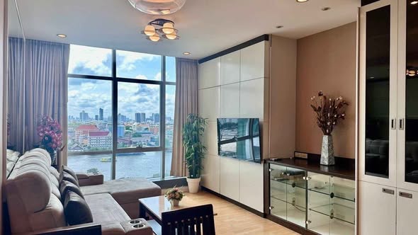 bedroom and living room and room interior of Baan Sathorn Chao Phraya