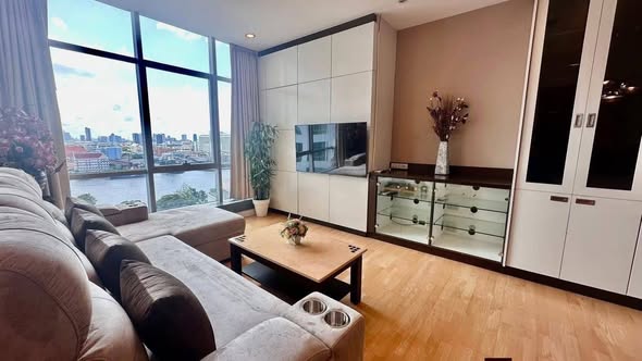 living room and bedroom and room interior of Baan Sathorn Chao Phraya