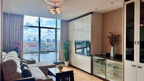living room and room interior of Baan Sathorn Chao Phraya