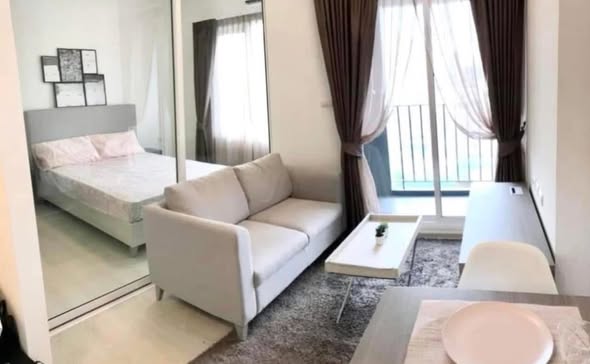 living room and bedroom of Chapter One Eco Ratchada-HuaiKhwang