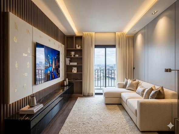 bedroom and living room of Chapter One Flow Bangpo