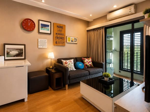 bedroom and living room of Condolette Dwell Sukhumvit 26