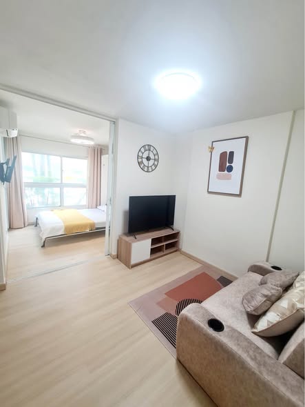 living room and bedroom of D Condo Ramkamhaeng 9