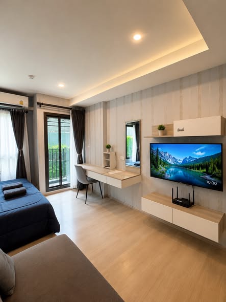 living room and bedroom of Escent Park Ville Chiangmai