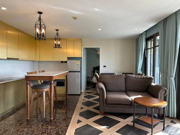 living room and kitchen of Espana Condo Resort Pattaya