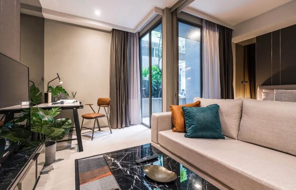 bedroom and living room of Fynn Asoke