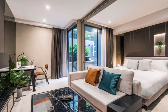 living room and bedroom of Fynn Sukhumvit 31