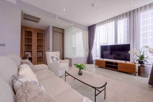 living room and bedroom of HYDE Heritage Thonglor, Sukhumvit 59 main road