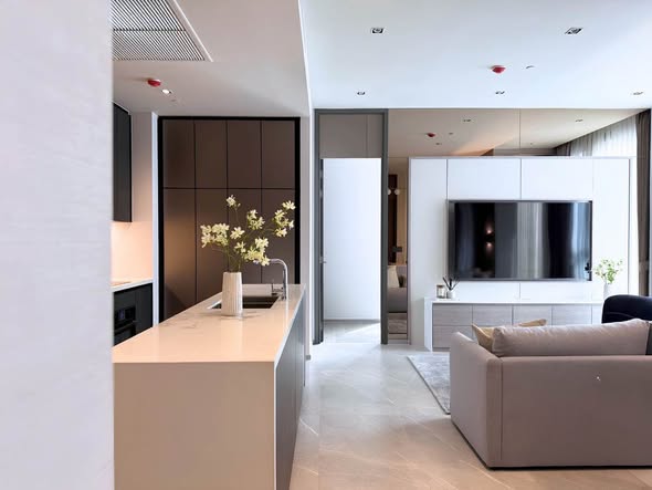 living room and room interior and kitchen of HYDE Heritage Thonglor, Sukhumvit 59 main road