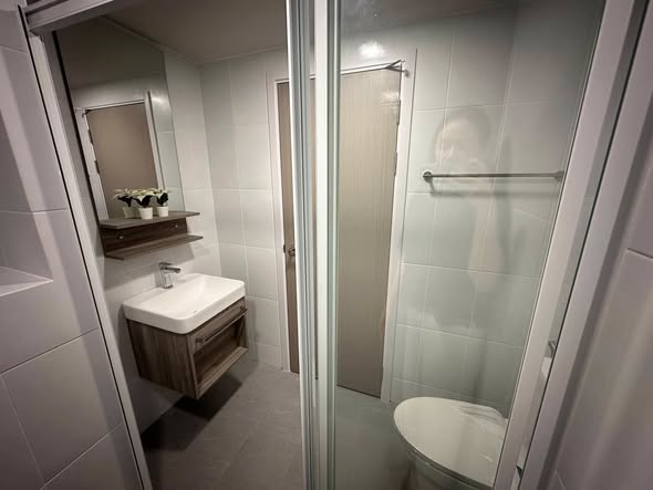 room interior and bathroom of Kave Luminous Bangmod