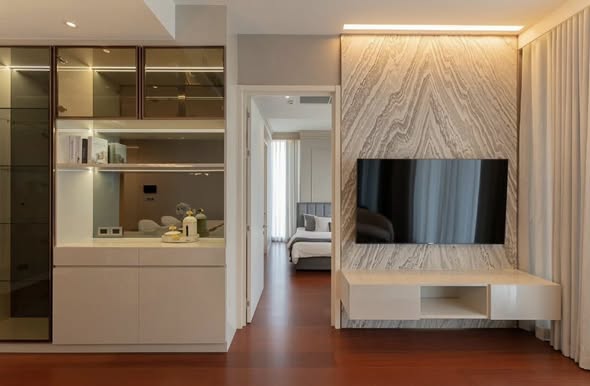 bedroom and living room and room interior of KHUN by YOO