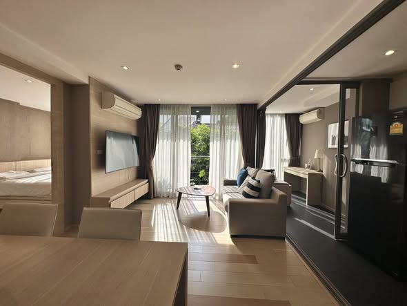 living room and bedroom of Klass Silom Condo
