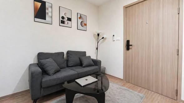 living room and bedroom and room interior of Klos Ratchada7 Condominium (โคลส รัชดา 7)